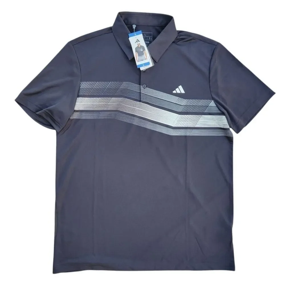 NWT Adidas Men's Classic Polo/Casual Shirts Stripes Stretch Short Sleeve Size L - Picture 4 of 7